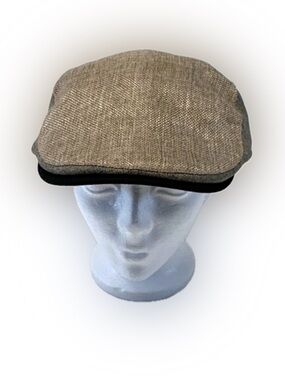 London Fog Men's Textured Flat Cap Hat - Tan Brown Two-Tone (EUC)
